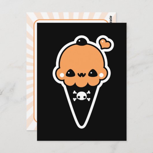 Jack O'Lantern Ice Creme Cone Postkarte (Vorne/Hinten)