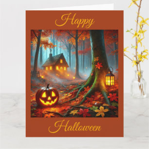 Jack O'Lantern im Spooky-Wald zu Halloween Karte
