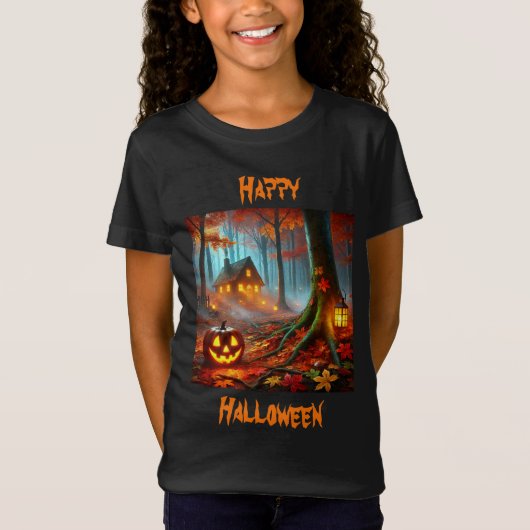 Jack O'Lantern im Spooky-Wald zu Halloween T-Shirt (Vorderseite)