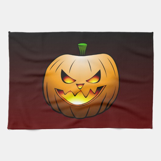 Jack O'lantern is lit for trick or treat Geschirrtuch (Horizontal)