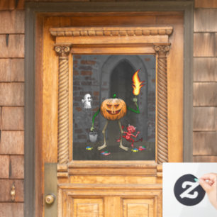 Jack O'lantern ist Süßigkeiten sammeln Fensteraufkleber