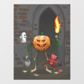 Jack O'lantern ist Süßigkeiten sammeln Fensteraufkleber (Blatt)
