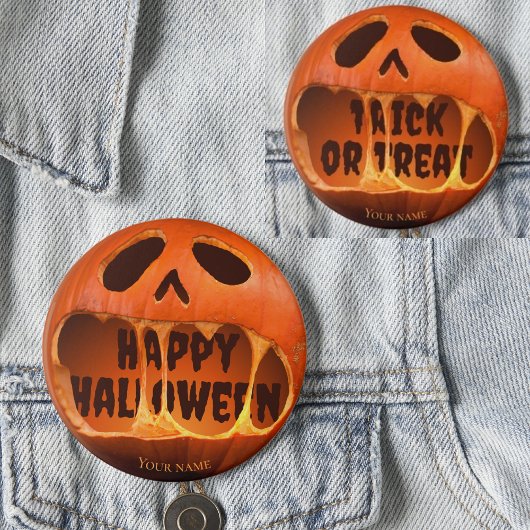 Jack o'lantern pumpkin Happy Halloween Button