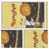 Jack o'Lantern Pumpkin Patch Halloween Stoff (Nahaufnahme)