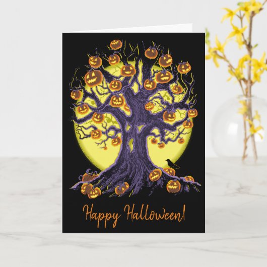 Jack O'Lantern Tree Karte (Gelbe Blume)