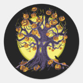 Jack O'Lantern Tree Runder Aufkleber (Vorderseite)