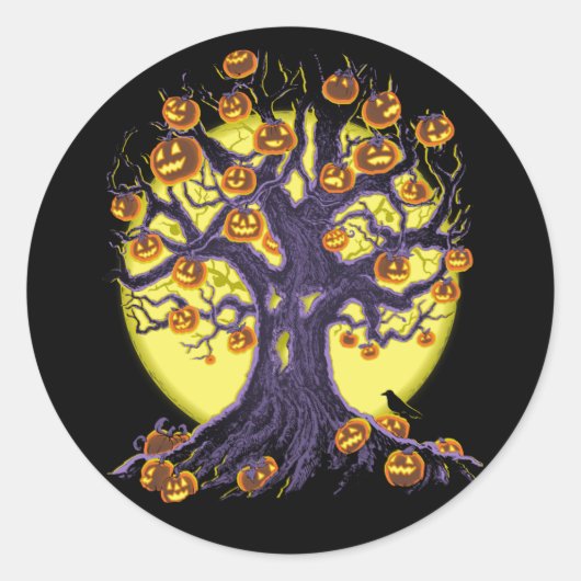 Jack O'Lantern Tree Runder Aufkleber (Vorderseite)