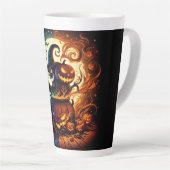 Jack-o'lantern und Hexenkelett Latte Tasse (Rechte Ecke)