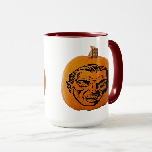Jack O'Lantern Vampire Gefechtsanfall Halloween Pu Tasse (VorderseiteRechts)