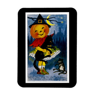 Jack o'Lantern Witch Magnet