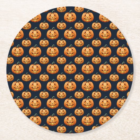 Jack o'Lanterns am Schwarzen Halloween Runder Pappuntersetzer (Vorderseite)
