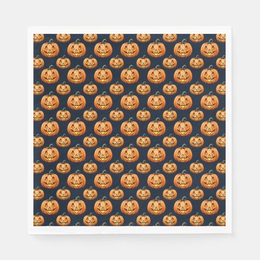 Jack o'Lanterns am Schwarzen Halloween Serviette (Vorderseite)