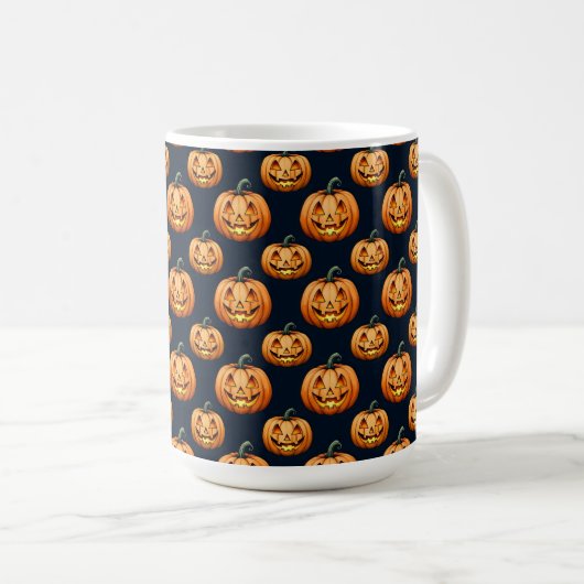 Jack o'Lanterns auf schwarz Kaffeetasse (VorderseiteRechts)