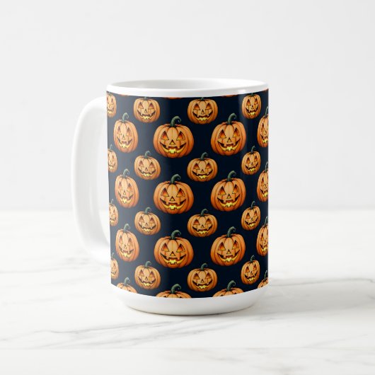 Jack o'Lanterns auf schwarz Kaffeetasse (Vorderseite Links)