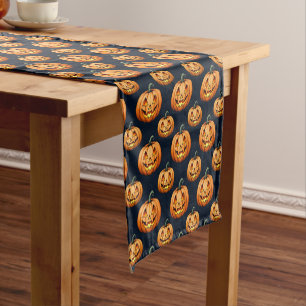 Jack O'Lanterns auf schwarz Kurzer Tischläufer