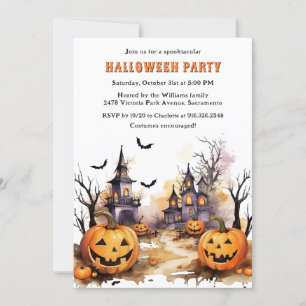 Jack O'Lanterns Bats Rotzunge Halloween-Party Einladung
