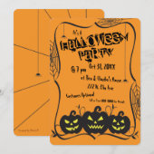 Jack O'Lanterns & Spiders Halloween-Party Einladung (Vorne/Hinten)