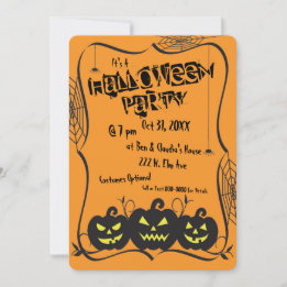 Jack O'Lanterns & Spiders Halloween-Party Einladung