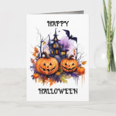 Jack o'Lanterns Spuk Haus Halloween Karte (Vorderseite)