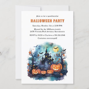 Jack O'Lanterns Spuk Mansion Halloween-Party Einladung