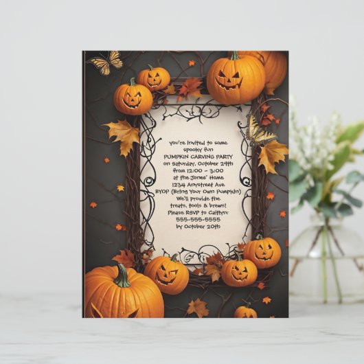 Jack O'Lanterns und Schmetterlinge Halloween-Party Briefbogen (Stehend Vorderseite)