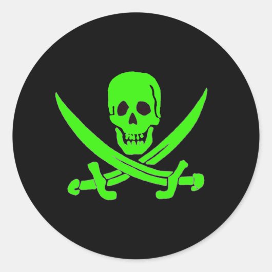 Jack Rackham-Grün Runder Aufkleber (Vorderseite)