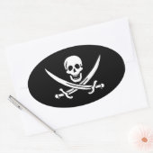 Jack Rackham; Piratenflagge Flag; Pirate Ovaler Aufkleber (Umschlag)