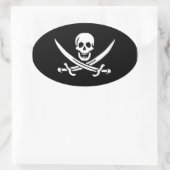 Jack Rackham; Piratenflagge Flag; Pirate Ovaler Aufkleber (Tasche)