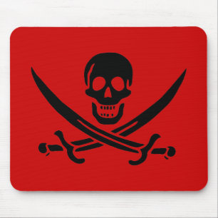 Jack Rackham schwarze Schädel-Mauspad Mousepad