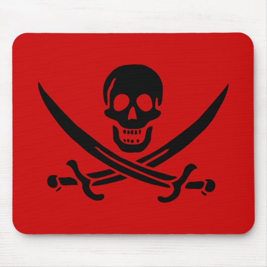 Jack Rackham schwarze Schädel-Mauspad Mousepad (Vorne)