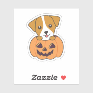 Jack Russel in Pumpkin Niedliche Hunde glückliche Aufkleber