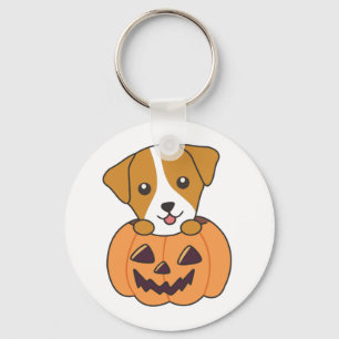 Jack Russel in Pumpkin Niedliche Hunde glückliche Schlüsselanhänger