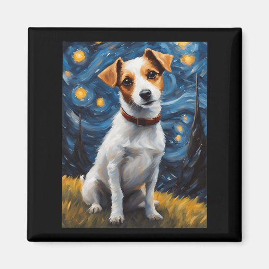 Jack Russel mit Collar Painting Print Magnet (Vorne)