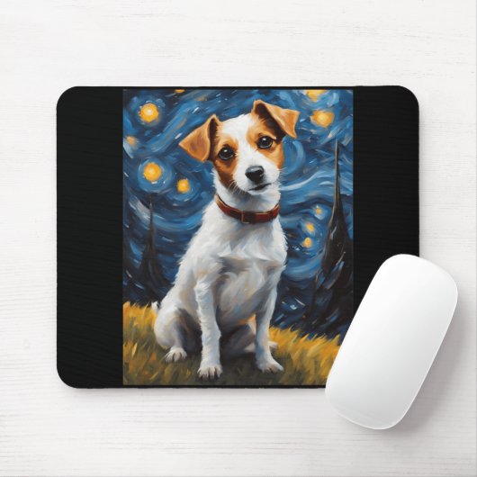 Jack Russel mit Collar Painting Print Mousepad (Mit Mouse)