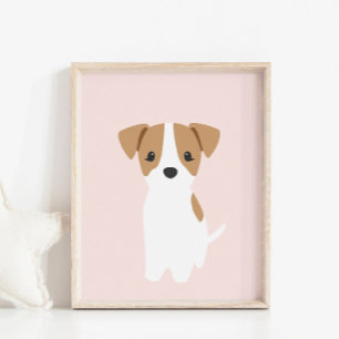 Jack Russel Puppy Pink Kinderzimmer Decor Poster