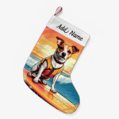 Jack Russel Terrier Hund Kleiner Weihnachtsstrumpf (Vorderansicht (hängend))