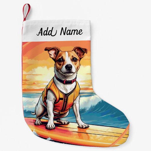 Jack Russel Terrier Hund Kleiner Weihnachtsstrumpf (Vorderseite)