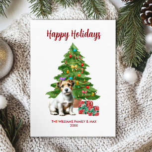 Jack Russel Terrier Hunde-Familien-Weihnachten Feiertagskarte