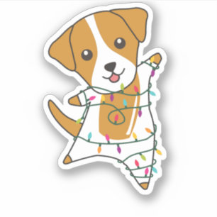 Jack Russel Weihnachtshund Wintertiere Hunde Aufkleber