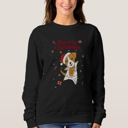 Jack Russel Weihnachtshund Wintertiere Hunde Sweatshirt (Vorderseite)