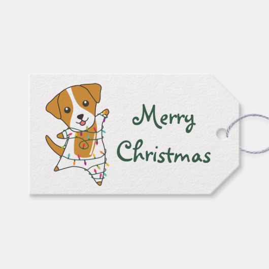 Jack Russel Weihnachtshund Wintertiere Hunde Truc Geschenkanhänger (Vorderseite (Horizontal))