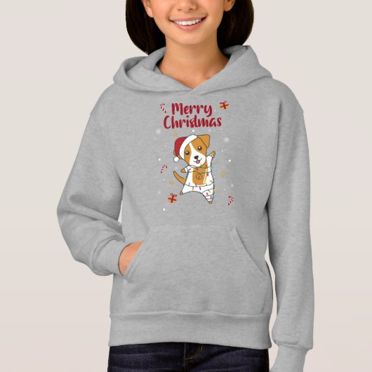 Jack Russel Weihnachtshunde Wintertiere Hunde Adul Hoodie (Vorderseite)