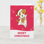 Jack Russel Weihnachtshunde Wintertiere Hunde Kart Karte (Gelbe Blume)