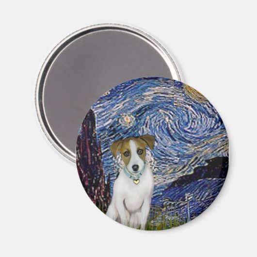 Jack Russell 10 - Starry Night Magnet (Vorderseite/Rückseite)