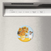 Jack Russell 11 - Sonnenblumen Magnet (In Situ (Geschirrspüler))