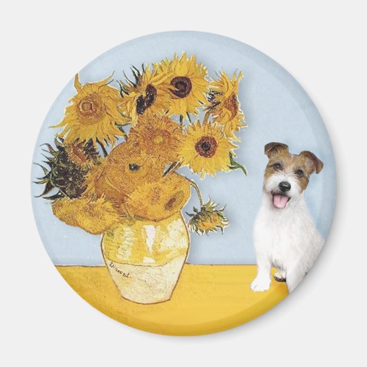 Jack Russell 11 - Sonnenblumen Magnet (Vorne)
