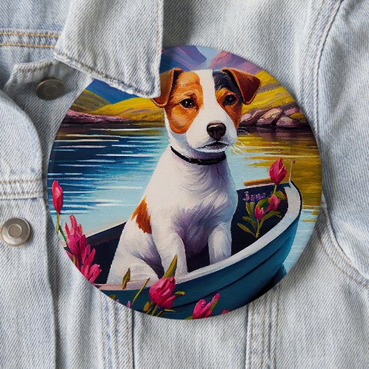 Jack Russell auf einem Paddle: Ein Landschaftliche Button (Beispiel)