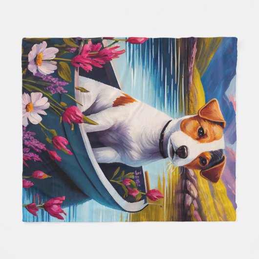 Jack Russell auf einem Paddle: Ein Landschaftliche Fleecedecke (Vorderseite (Horizontal))