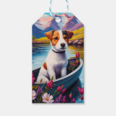 Jack Russell auf einem Paddle: Ein Landschaftliche Geschenkanhänger (Vorderseite)
