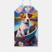 Jack Russell auf einem Paddle: Ein Landschaftliche Geschenkanhänger (Rückseite)